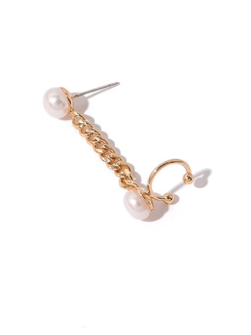 One piece (right ear only) Brass Imitation Pearl Geometric Vintage Single Earring(Single-Only One)