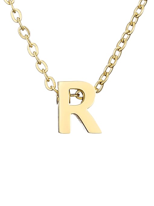 R 14 K gold Titanium Letter Minimalist Initials Pendant Necklace