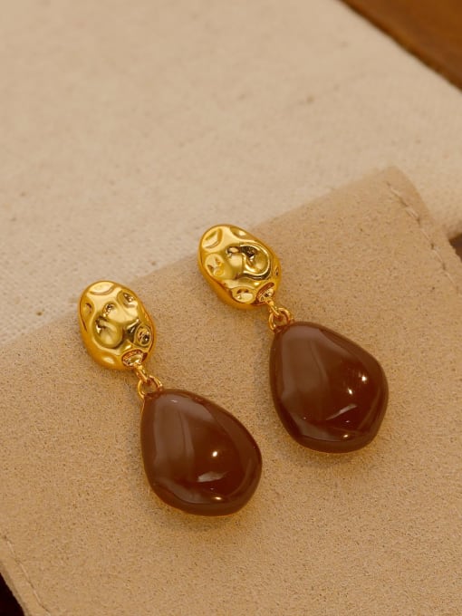18K gold Brass Enamel Water Drop Minimalist Drop Earring