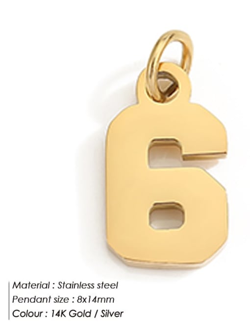 YP33061 6 Stainless steel Minimalist Icon Numeral Pendant