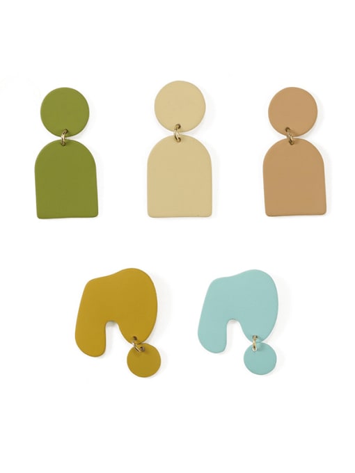 Five Color Alloy Acrylic Geometric Minimalist Stud Earring