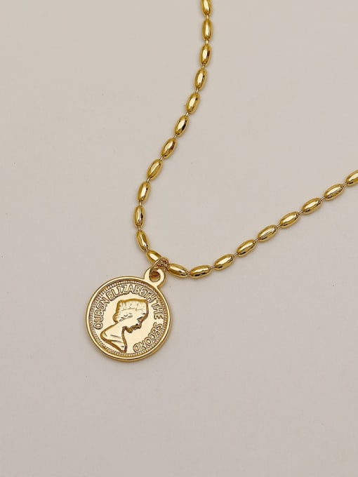 14k Gold Brass Geometric Vintage pendant Trend Korean Fashion Necklace