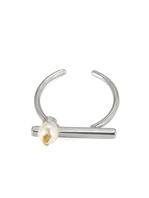 TINGS Brass Imitation Pearl Irregular Minimalist Midi Ring 4