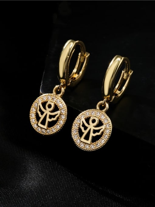 AOG Brass Cubic Zirconia Angel Vintage Huggie Earring 0