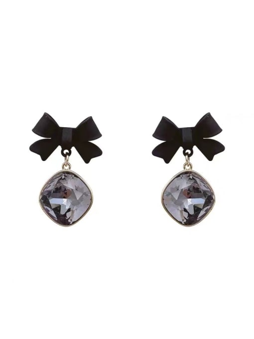 ZRUI Brass Glass Stone Bowknot Vintage Drop Earring