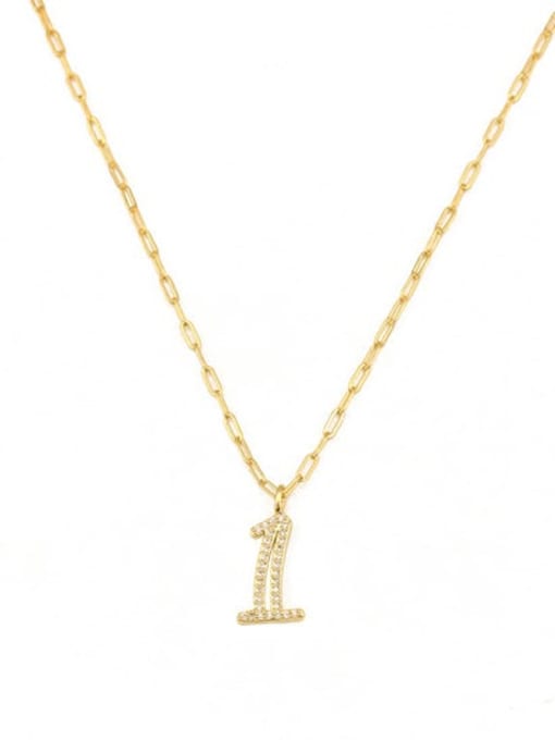 1 Brass Cubic Zirconia Number Dainty Pendant Necklace