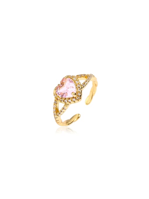 AOG Brass Cubic Zirconia Heart Dainty Band Ring 0