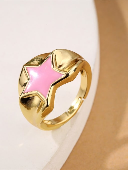 11013 Brass Enamel Five-Pointed Star Minimalist Band Ring