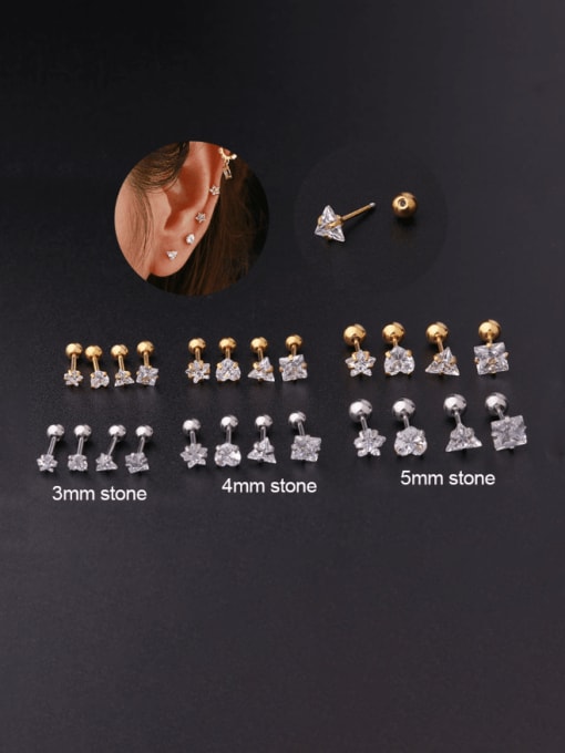 HISON Titanium Steel Cubic Zirconia Star Minimalist Stud Earring(Single Only One) 0