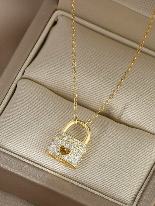 Gold XL62691 Brass Cubic Zirconia Locket Dainty Necklace