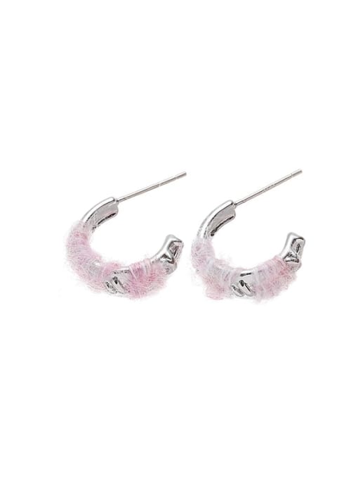 Pink woolen style Brass Geometric Hip Hop Stud Earring