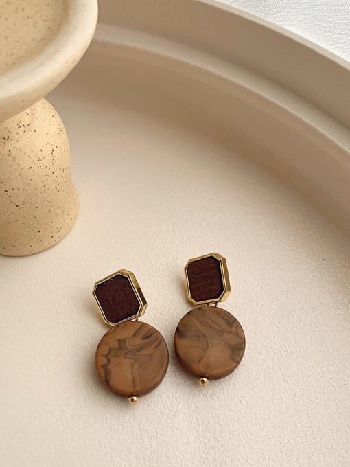F21 brown coffee resin Earrings Alloy Resin Geometric Vintage Stud Earring/Multi-color optional