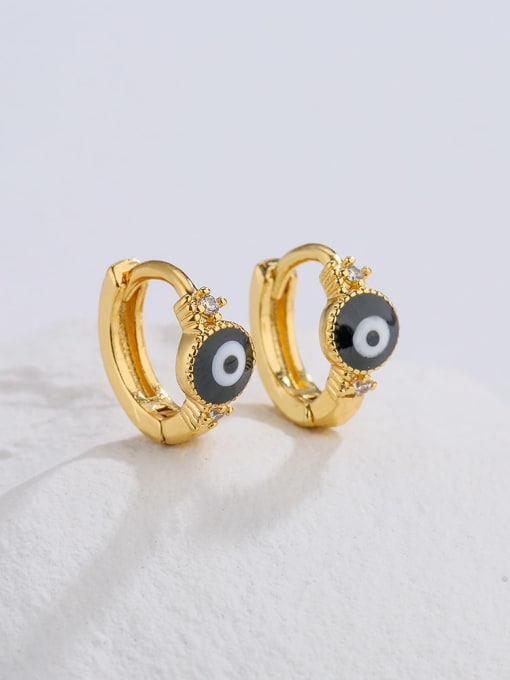 AOG Brass Enamel Evil Eye Vintage Huggie Earring 2