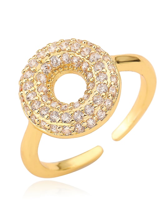 O Brass Cubic Zirconia Letter Minimalist Band Ring