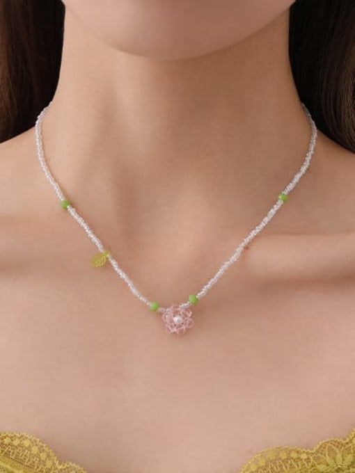 Five Color Brass Bohemia Glass Crystal Beads Flower Bracelet and Necklace Set 2