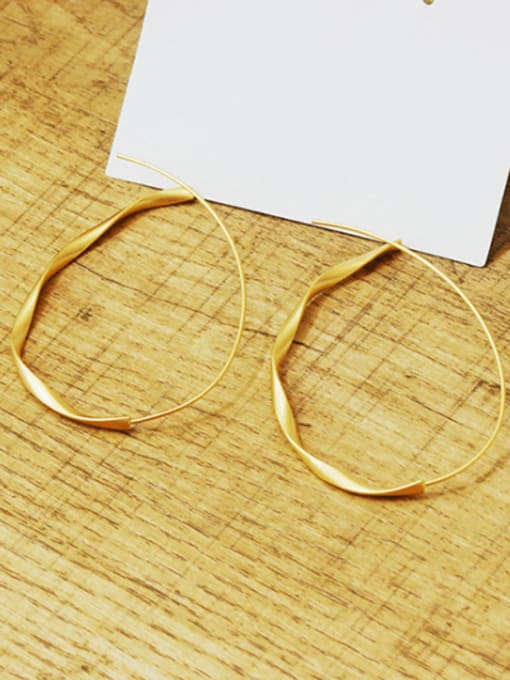 Matte gold Copper Hollow Geometric Minimalist Hoop Trend Korean Fashion Earring