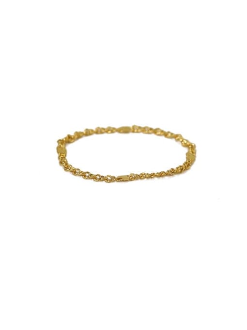 Golden flat chain Brass Bead Geometric Minimalist Midi Ring