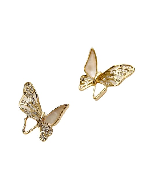HYACINTH Brass Shell Butterfly Cute Stud Trend Korean Fashion Earring 0