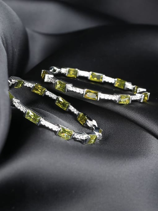 Military green Brass Cubic Zirconia Geometric Luxury Huggie Earring