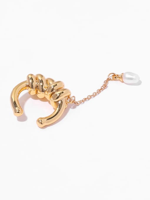 Gold ( Single Only One) Brass Imitation Pearl Tassel Vintage Single Earring