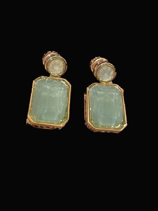 Lake blue Brass Glass Stone Geometric Vintage Drop Earring