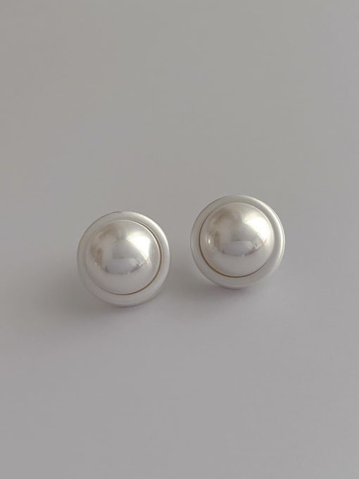 H60 round pearl Brass Flower Minimalist Stud Earring