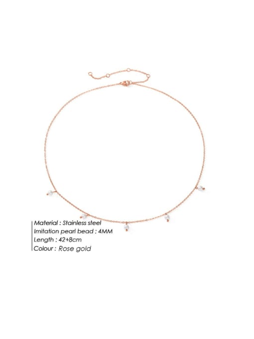 Desoto Stainless steel Imitation Pearl Tassel Minimalist Necklace 3