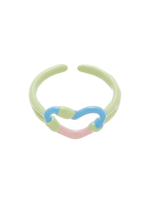 Five Color Alloy Enamel Multi Color Heart Minimalist Band Ring 0