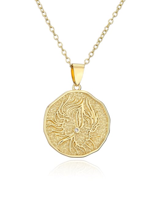 Gemini Brass Constellation Vintage Round Pendant Necklace
