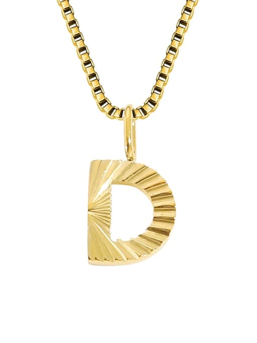 D Gold Stainless steel Letter Minimalist Necklace