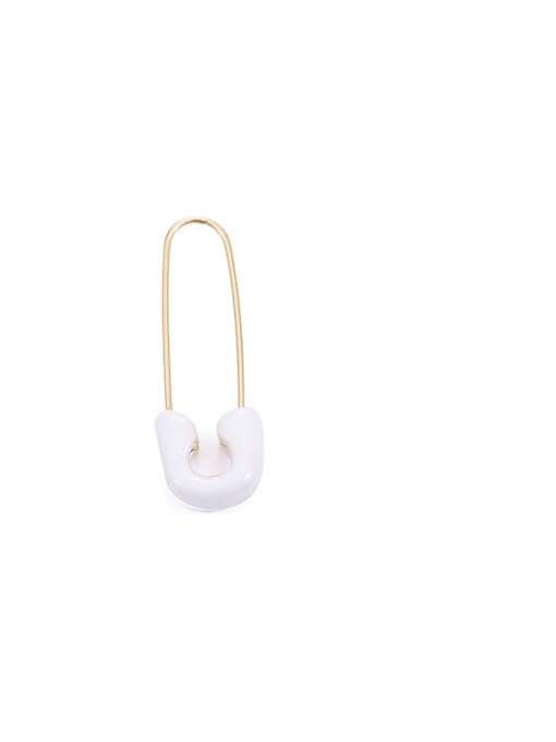 White pin single Brass Enamel Bowknot Minimalist Single Earring(only one)