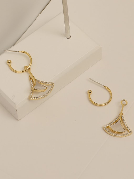 HYACINTH Brass Shell Triangle Minimalist Hook Trend Korean Fashion Earring 3