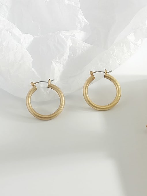 HYACINTH Copper Hollow Round Minimalist Hoop Trend Korean Fashion Earring 3