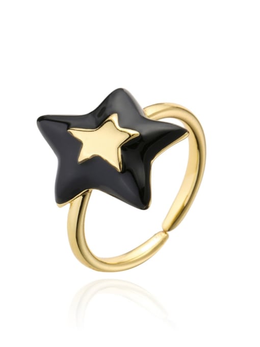 11939 Brass Enamel Star Minimalist Band Ring