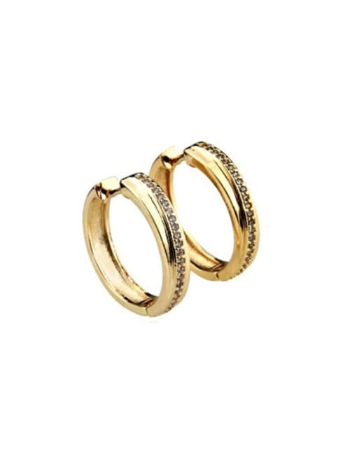 gold-plated Brass Cubic Zirconia Round Dainty Hoop Earring