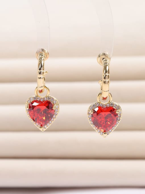 OUOU Brass Cubic Zirconia Heart Luxury Drop Earring 0