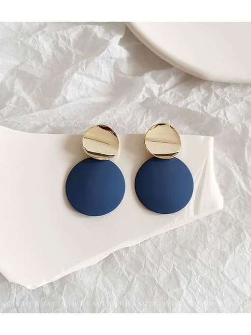 blue Copper Enamel Geometric Minimalist Stud Trend Korean Fashion Earring