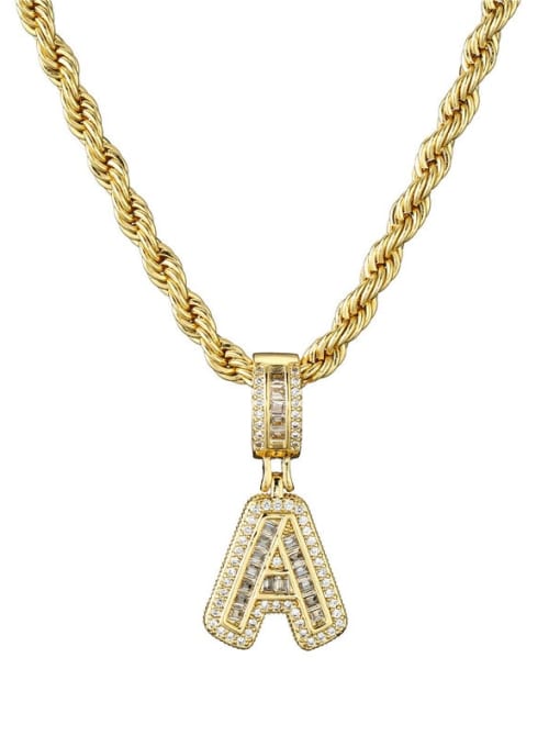 AOG Brass Cubic Zirconia  Vintage Letter Pendant Necklace 0