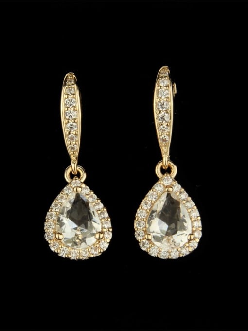 Gold plated white Brass Water Drop  Cubic Zirconia  Luxury Drop Earring