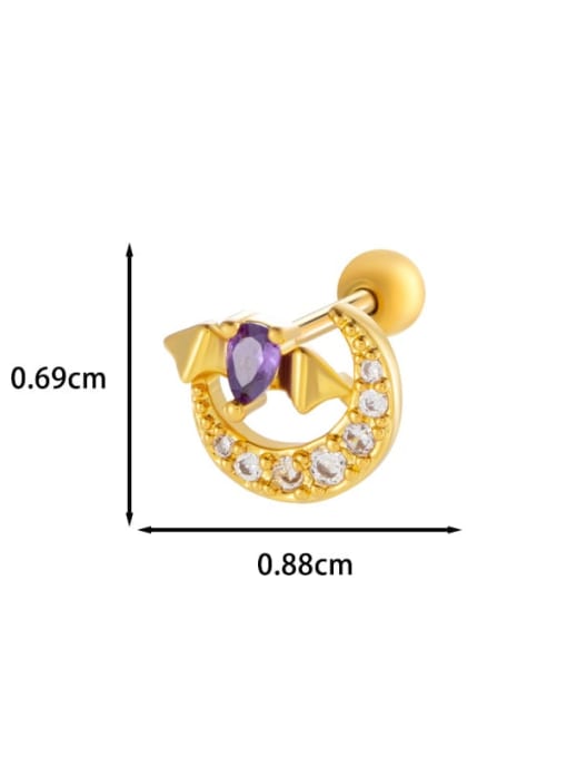 5 # Golden Brass Cubic Zirconia Planet Dainty Single Earring