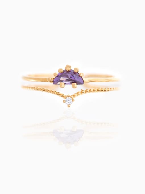 Purple 18K Gold Brass Cubic Zirconia Multi Color Dragon Cute Band Ring