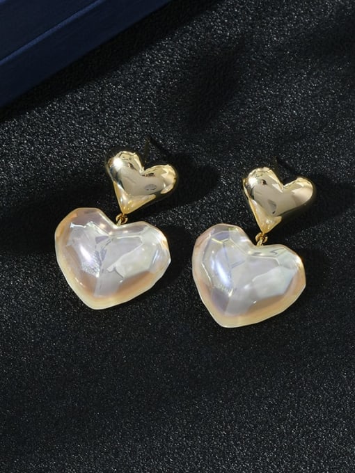 Gold ED65367 Brass Heart Dainty Stud Earring