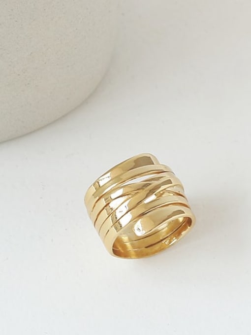 ACCA Brass Hollow Geometric Minimalist Stackable Ring 0