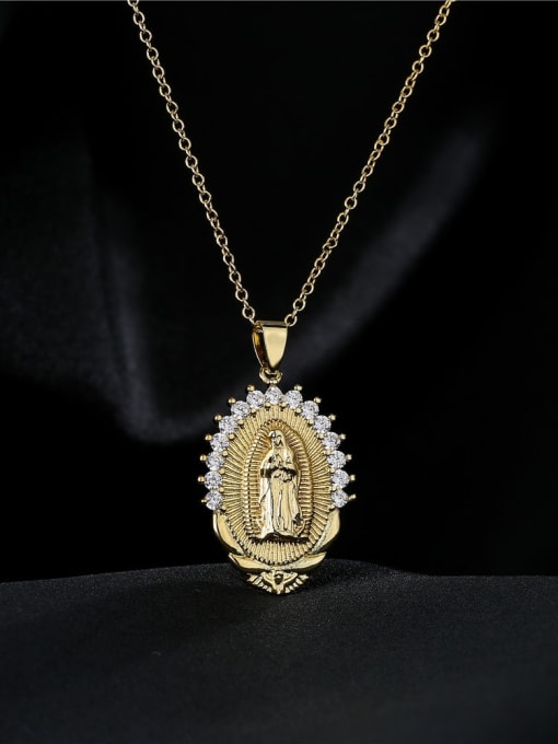 AOG Brass Cubic Zirconia Religious Vintage Regligious Necklace 4