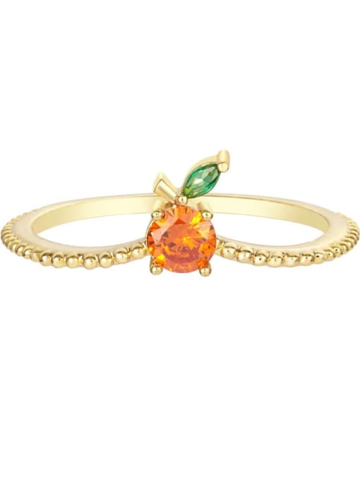 orange Brass Cubic Zirconia Multi Color Friut Cute Band Ring
