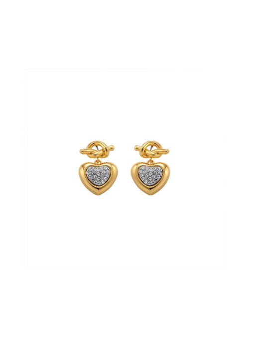 Five Color Brass Cubic Zirconia Heart Dainty Stud Earring 0