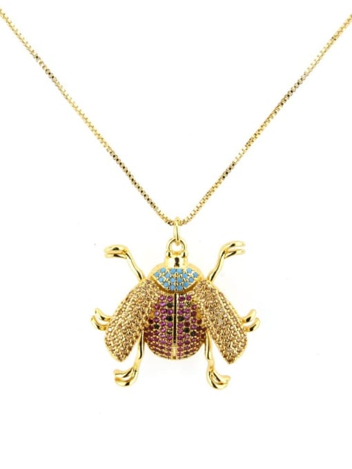 gold-plated Brass Cubic Zirconia Insect Cute Necklace