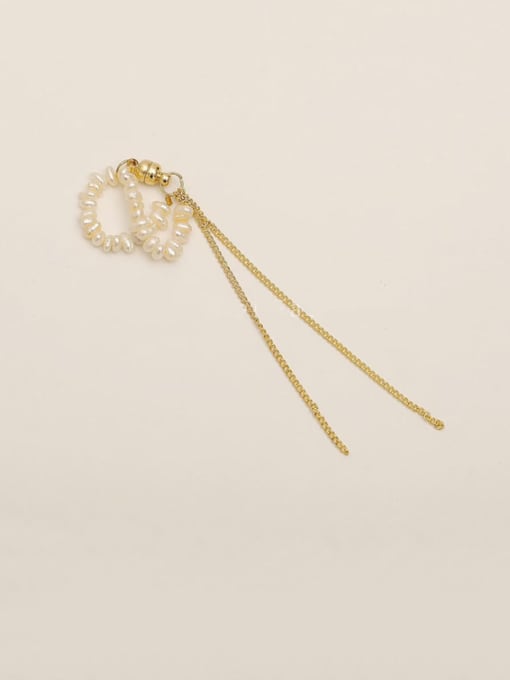 14K gold Brass Freshwater Pearl Tassel Minimalist Drop Trend Korean Fashion Earring