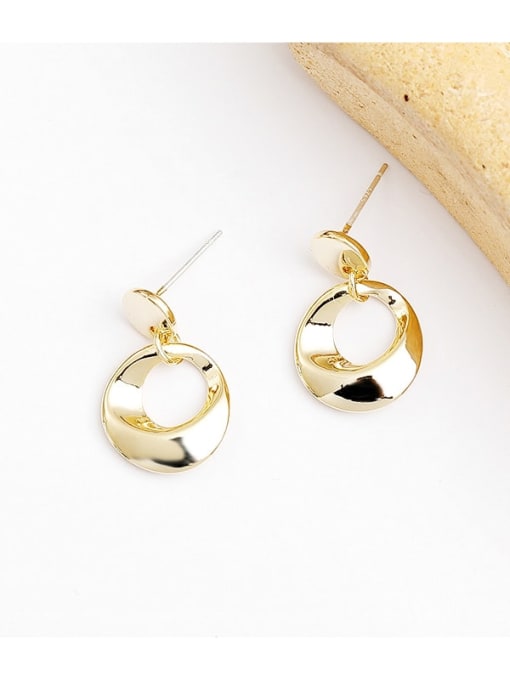14K  gold Copper Hollow Geometric Minimalist Drop Trend Korean Fashion Earring