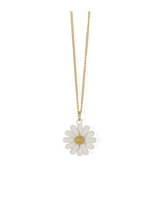 Daisy Necklace Brass Enamel Flower Minimalist Necklace